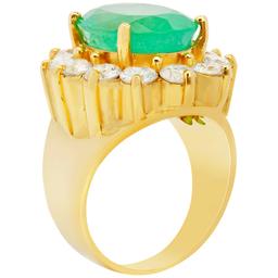 14k Yellow Gold 8.83ct Emerald 2.97ct Diamond Ring