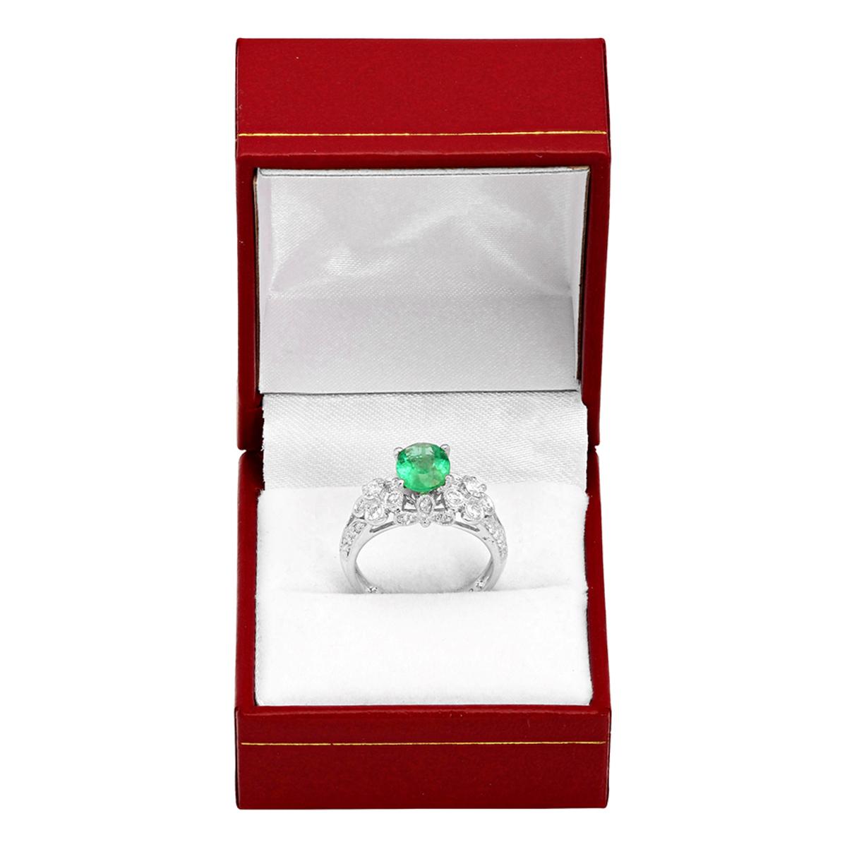 14k White Gold 1.39ct Emerald 0.78ct Diamond Ring