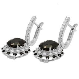 14k White Gold 7.00ct & 0.97ct Sapphire 1.01ct Diamond Earrings