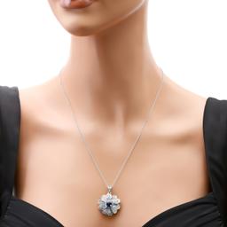 18K White Gold Setting with 1.36ct Sapphire and 3.68ct Diamond Pendant