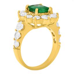 14k Yellow Gold 1.70ct Emerald 2.73ct Diamond Ring