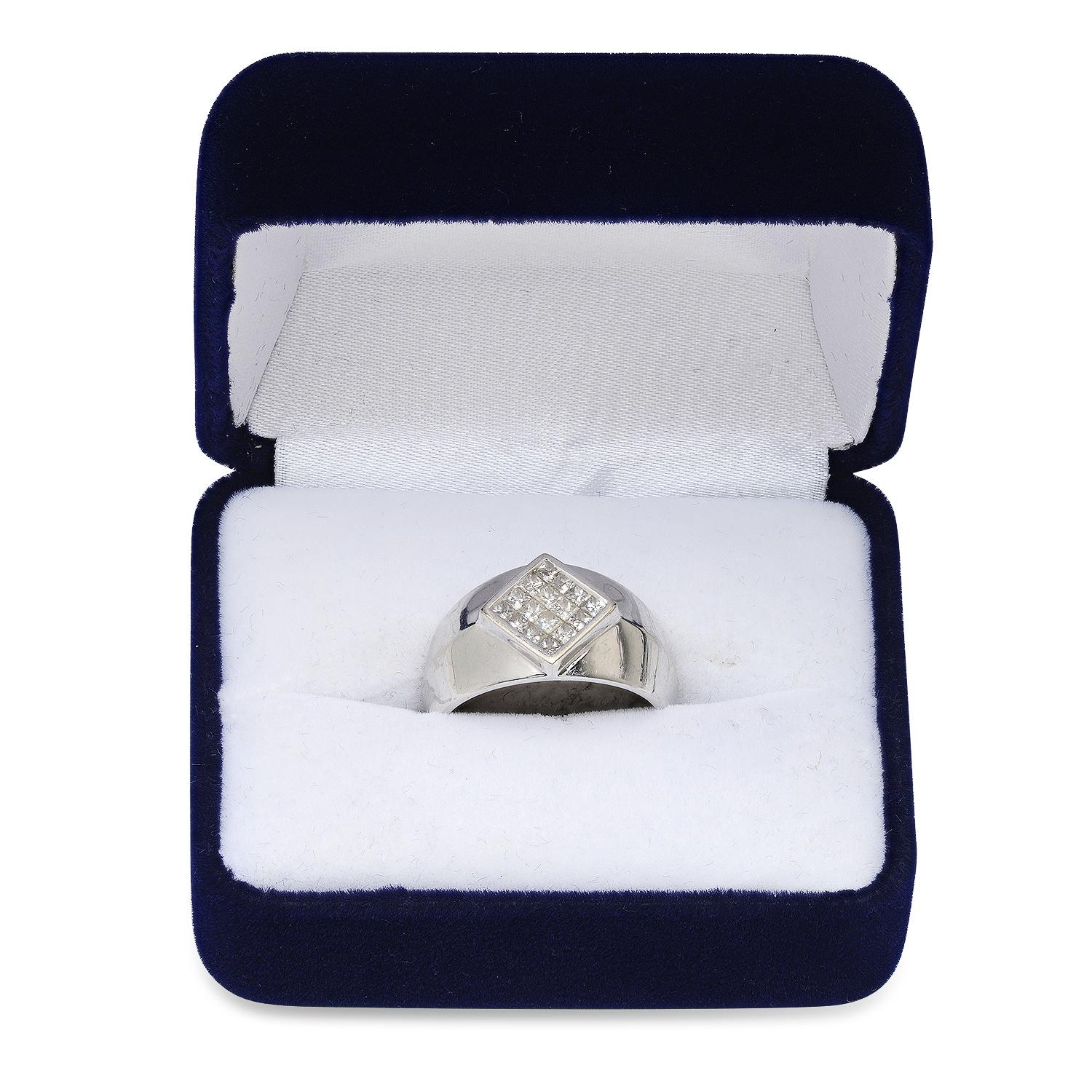 14K White Gold Setting with 0.56ct Diamond Mens Ring