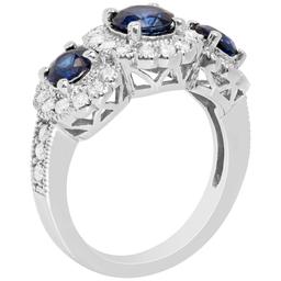 14k White Gold 1.61ct Sapphire 0.67ct Diamond Ring
