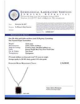 14k White Gold 33.36ct Purple Tourmaline 7.35ct Diamond Necklace