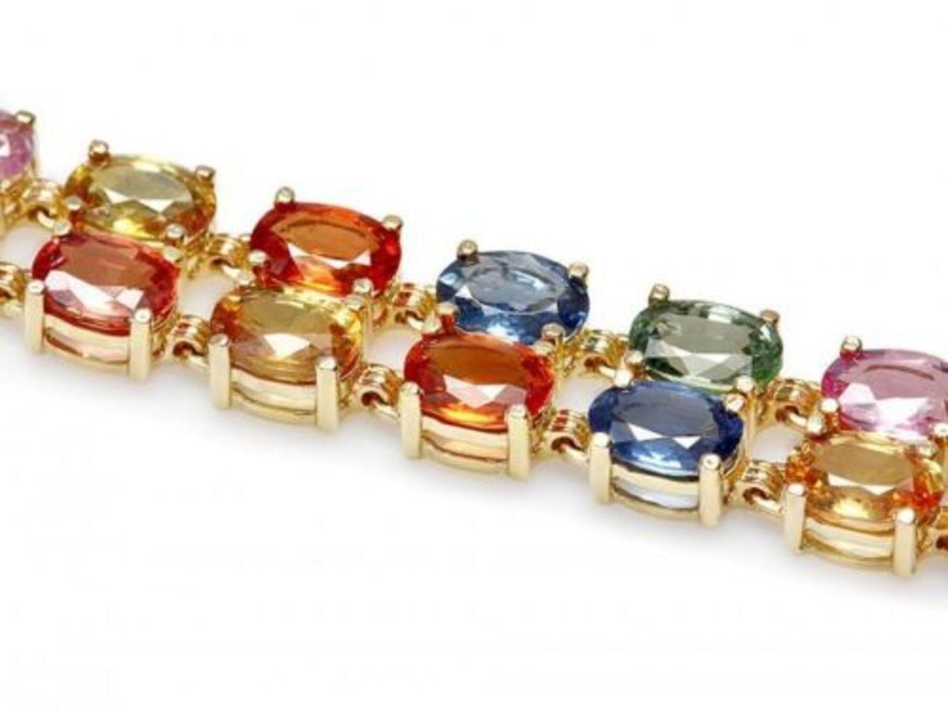 14K Gold 27.21ct Sapphire 0.34ct Diamond Bracelet