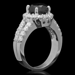 14K White Gold 3.06ct Fancy Color Diamond and 1.33ct Diamond Ring