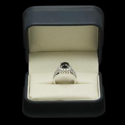 14K White Gold 3.06ct Fancy Color Diamond and 1.33ct Diamond Ring