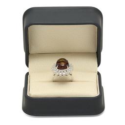14K White Gold 3.92ct Fire Agate and 1.96ct Diamond Ring