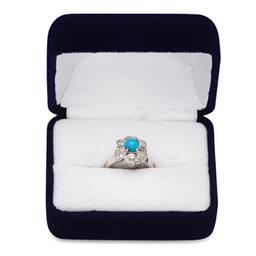 18K White Gold Setting with 1.03ct Turquoise and 0.41ct Diamond Ladies Ring