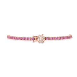 14K Rose Gold 6.65ct Pink Sapphire and 0.32ct Diamond Bracelet
