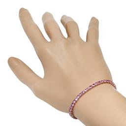 14K Rose Gold 6.65ct Pink Sapphire and 0.32ct Diamond Bracelet