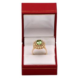 14k Yellow Gold 1.92ct Green Tourmaline 1.44ct Diamond Ring