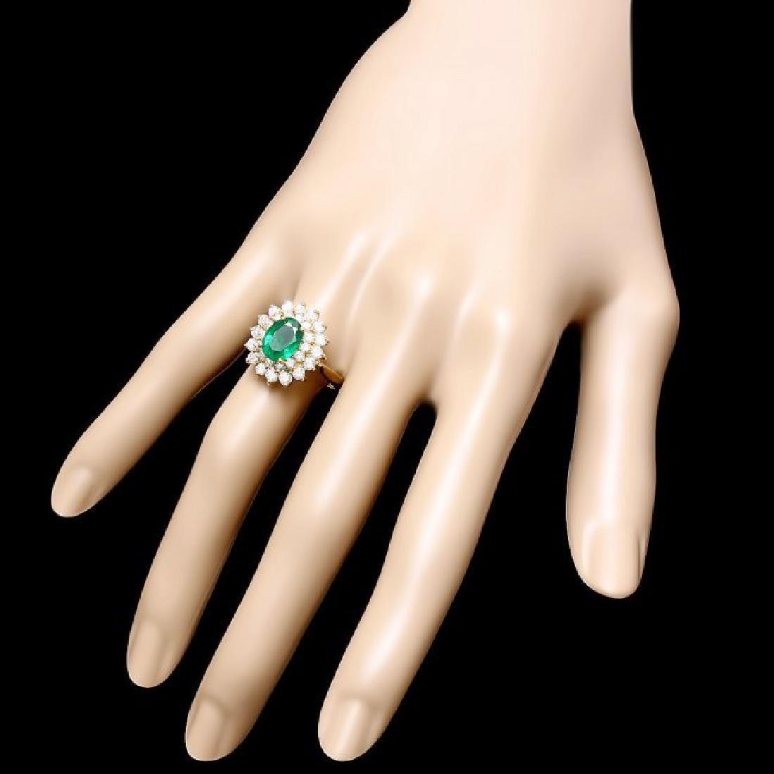 14K Yellow Gold 1.27ct Emerald and 1.18ct Diamond Ring