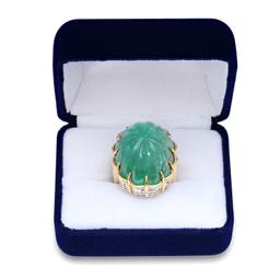 18K Yellow Gold Setting with Approx. 25ct Emerald and 1.60ct Diamond Ladies Ring
