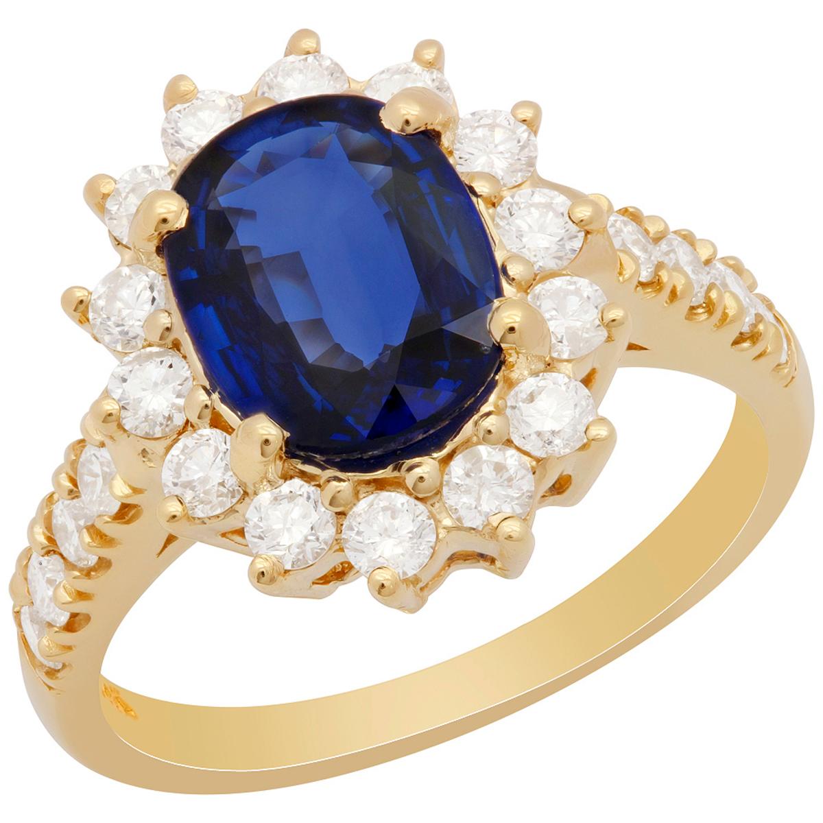 14k Yellow Gold 2.01ct Sapphire 0.82ct Diamond Ring