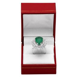14k White Gold 5.20ct Emerald 2.78ct Diamond Ring