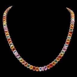 14K Yellow Gold 57.98ct Fancy Color Sapphire Necklace