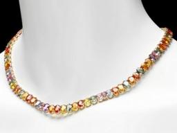 14K Yellow Gold 57.98ct Fancy Color Sapphire Necklace