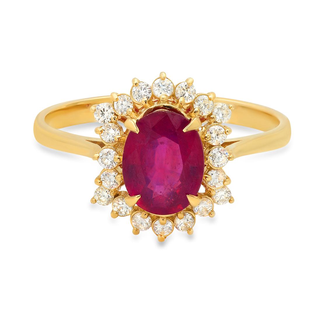 14K Yellow Gold 2.50ct Ruby and 0.90ct Diamond Ring