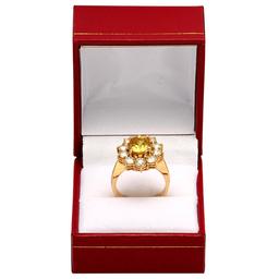 14k Yellow Gold 3.50ct Yellow Sapphire 2.18ct Diamond Ring