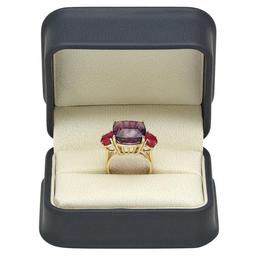 14K Yellow Gold 12.49ct Amethyst and 3.62ct Ruby Ring