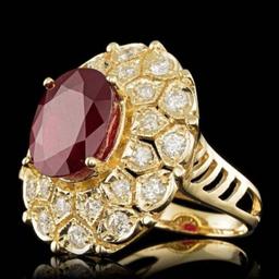 14K Yellow Gold 9.76ct Ruby and 1.64ct Diamond Ring