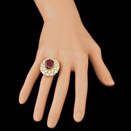 14K Yellow Gold 9.76ct Ruby and 1.64ct Diamond Ring