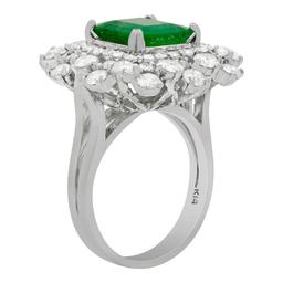 14k White Gold 2.98ct Emerald 2.83ct Diamond Ring