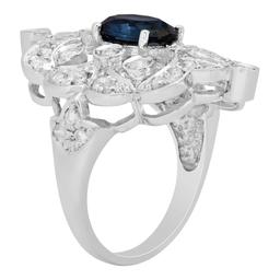 14k White Gold 1.75ct Sapphire 1.27ct Diamond Ring