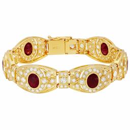 14k Yellow Gold 10.07ct Ruby 7.44ct Diamond Bracelet