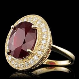 14K Yellow Gold 10.39ct Ruby and 0.92ct Diamond Ring