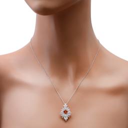 14K White Gold Setting with 0.87ct Sapphire and 1.63ct Diamond Pendant