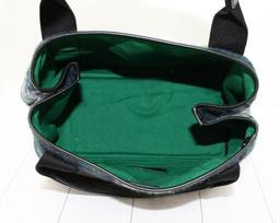Balenciaga Green Multicolor Wool Checks Small Navy Cabas Bag