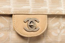 Chanel Tan Quilted Nylon New Travel Line Flap Shoulder Bag