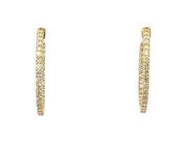 2.20 ctw Diamond Hoop Earrings - 14KT Yellow Gold