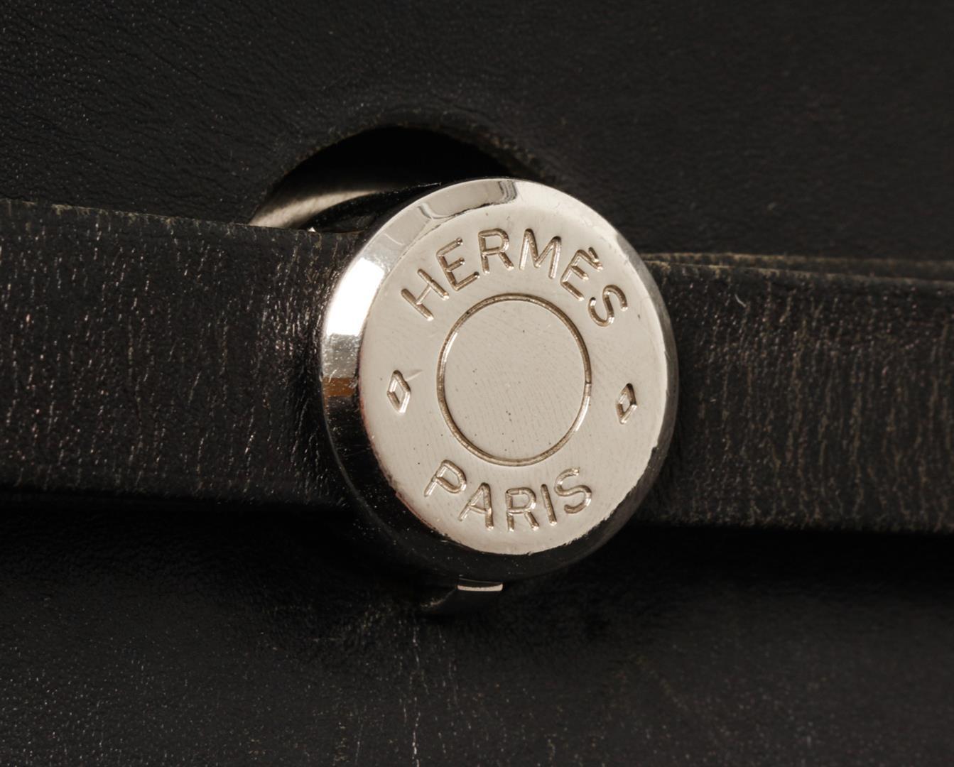 Hermes Black Canvas Leather GM HendBag