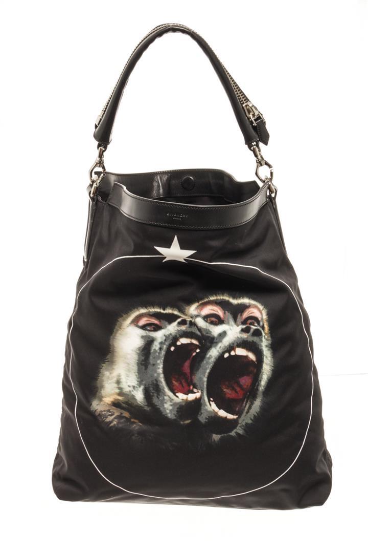 Givenchy Black Nylon Nightingale Monkey Brothers Satchel Bag