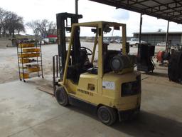HYSTER 55 FORKLIFT, S/N 02300T, HOUR METER READS 8031 HRS, GAS/PROPANE