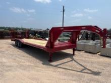 Double A 102"X28' Gooseneck Drive-Over Fender Trailer with 2 Fold-Up Ramps, Dual Jacks and Storage