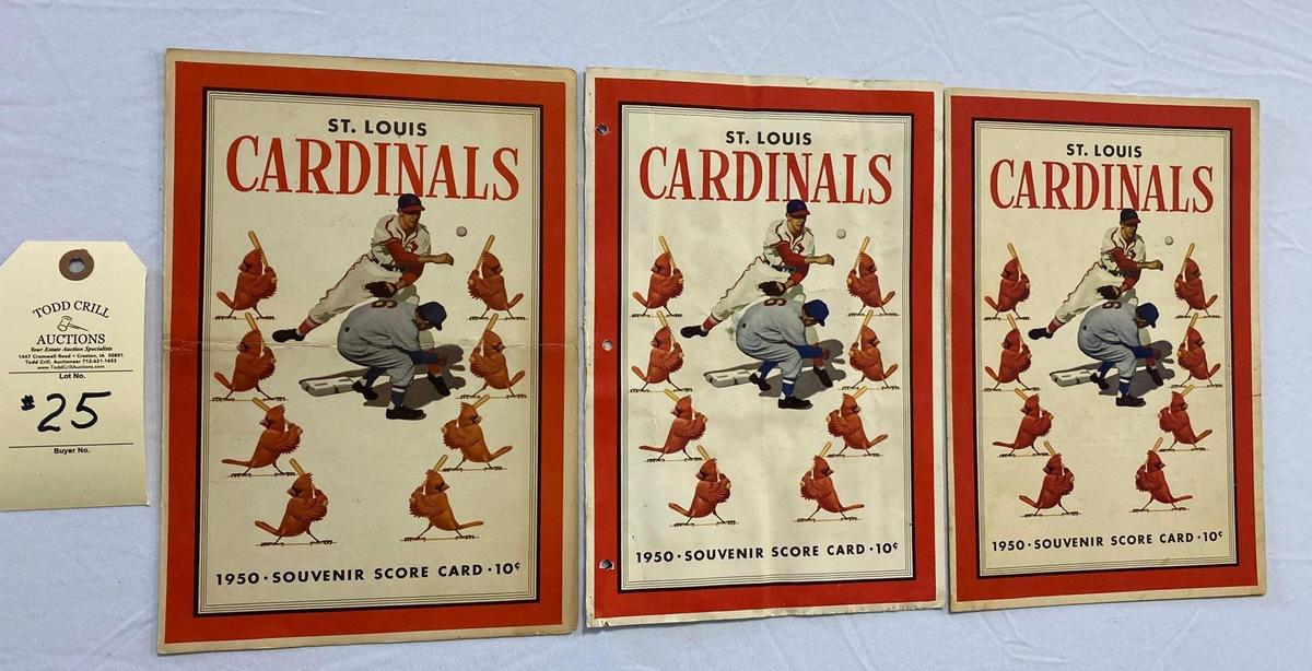 3 - 1950 SOUVENIR SCORE CARDS ST. LOUIS CARDINALS BASEBALL MEMORABILIA