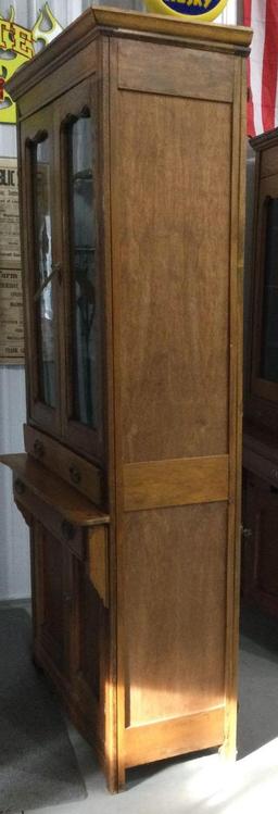 Antique oak step back cupboard