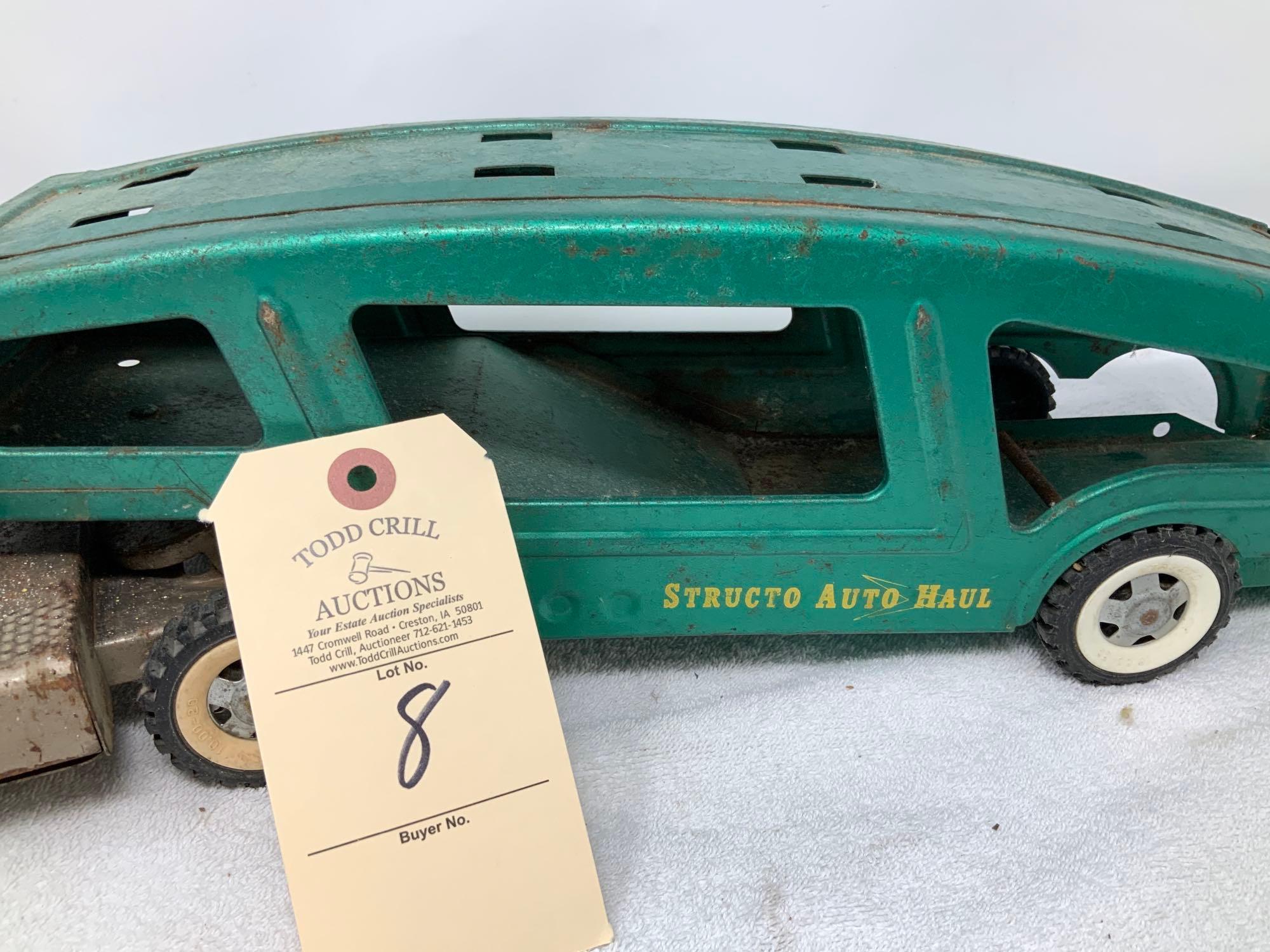 Vintage Structo Transport Co.- Auto Haul pressed steel truck and trailer