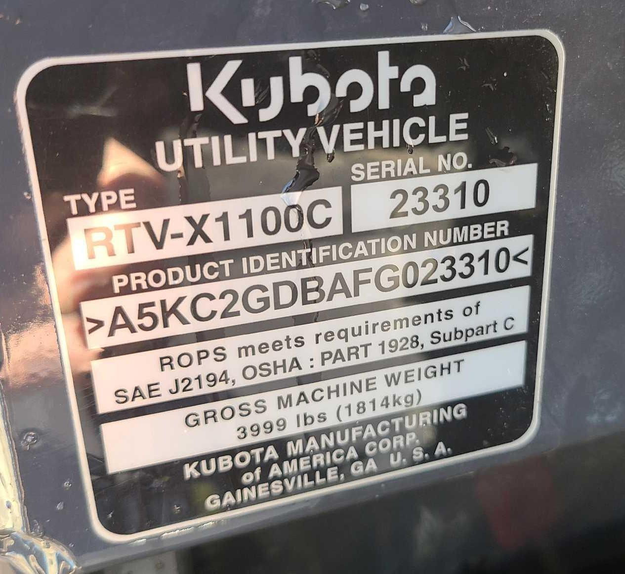 Kubota Diesel RTV X1100C 4x4