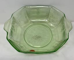 Vintage green depression bowls (one footed)