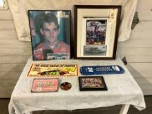 Jeff Gordon collectible sign, thermometers, signs, picture & envelope from Daytona Beach