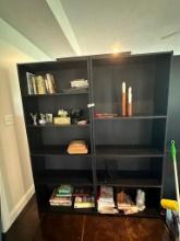 2 WOODEN SHELVES AND CONTENTS 30X72