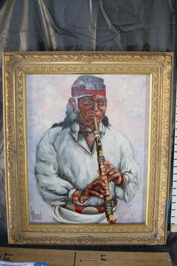 21x25" Oil Painting by Lawrence Harris "Native American".