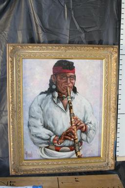 21x25" Oil Painting by Lawrence Harris "Native American".