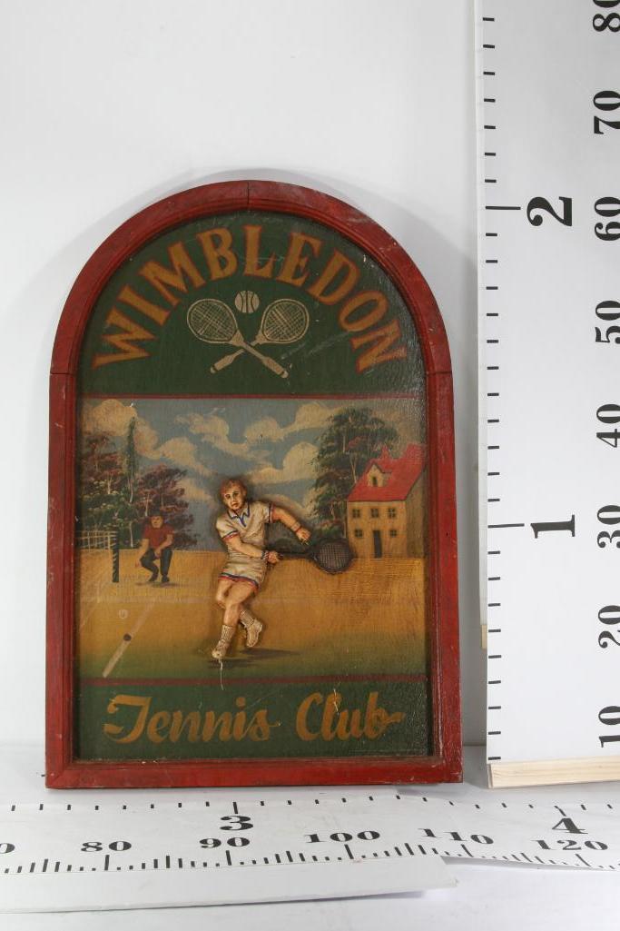 Wooden Wimbledon Tennis Club Sign 24 tall 16 wide