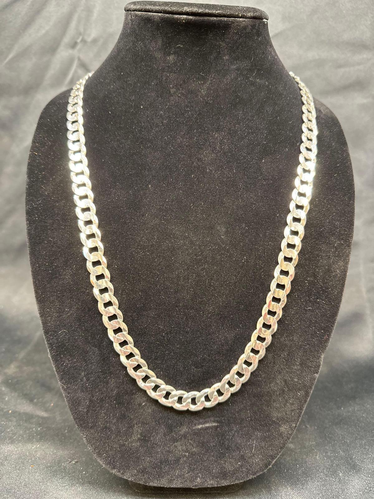 925 Silver Curb Link Necklace 92.67 Grams